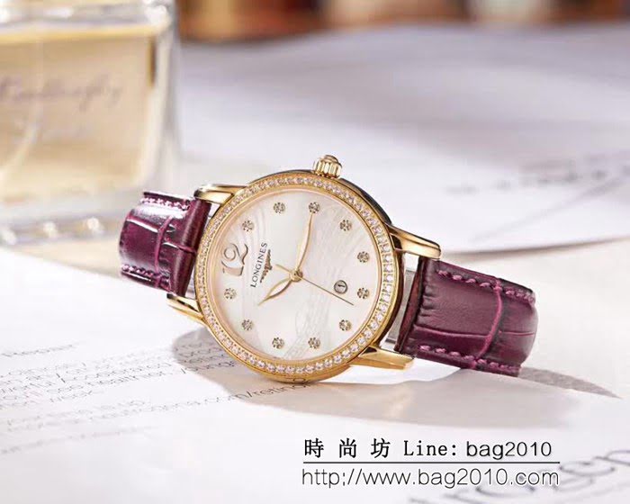 LONGINES浪琴 音符波紋貝母面 輕奢風女士腕表 WSS0583
